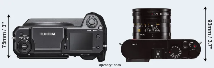 Compare GFX 100 versus Q Typ 116 top