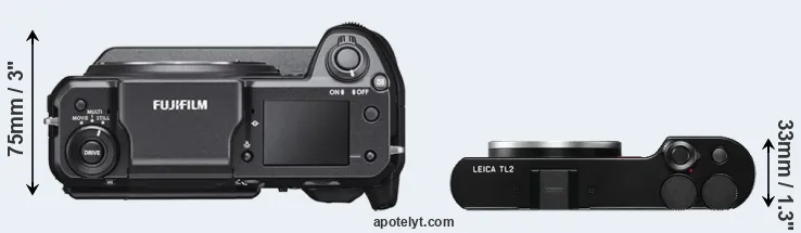 Compare GFX 100 versus TL2 top