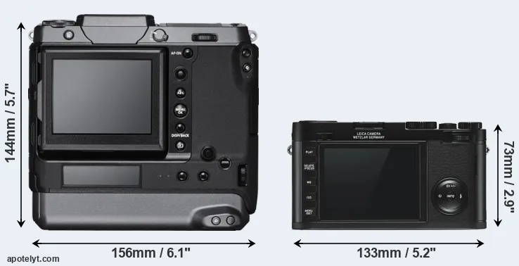 Comparison GFX 100 or X Typ 113 rear