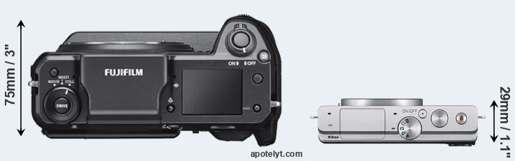 Compare GFX 100 versus J4 top