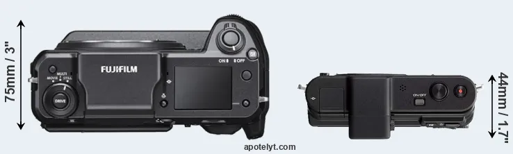 Compare GFX 100 versus V1 top