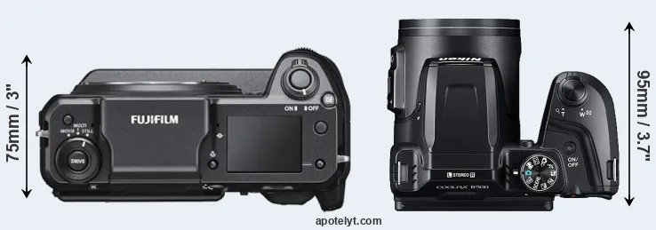 Compare GFX 100 versus B500 top