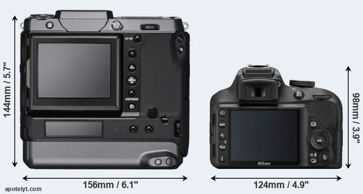 Comparison GFX 100 or D3300 rear