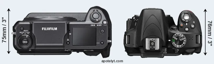 Compare GFX 100 versus D3300 top