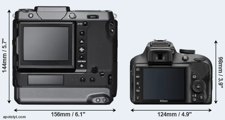 Comparison GFX 100 or D3400 rear