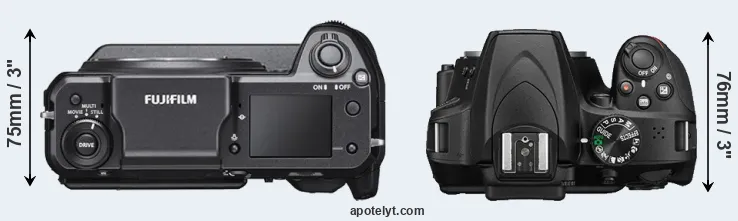 Compare GFX 100 versus D3400 top