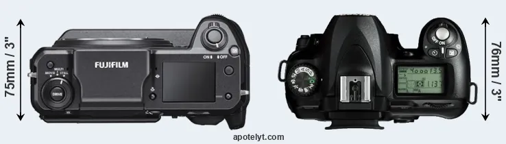 Compare GFX 100 versus D50 top