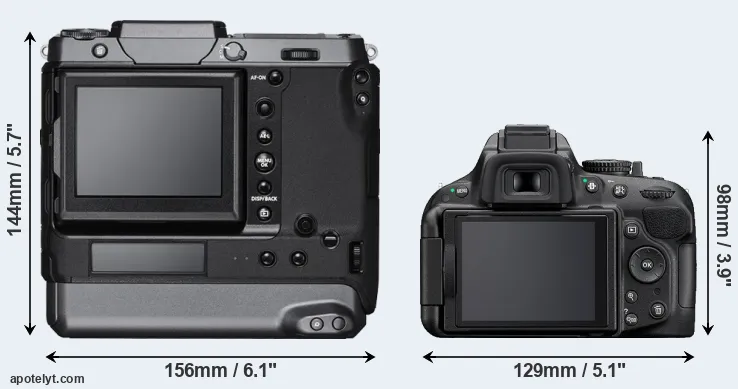Comparison GFX 100 or D5200 rear