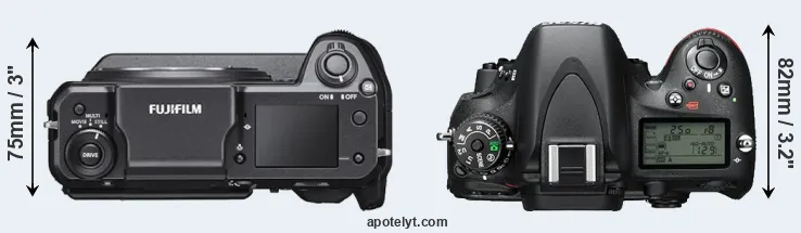 Compare GFX 100 versus D610 top