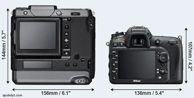 Comparison GFX 100 or D7200 rear