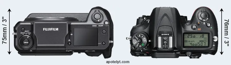 Compare GFX 100 versus D7200 top