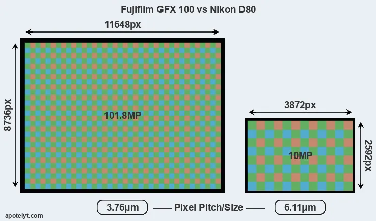 GFX 100 versus D80 MP