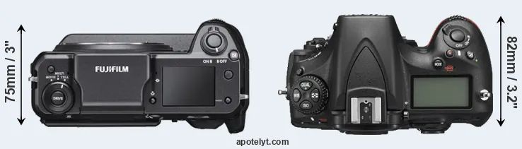 Compare GFX 100 versus D810 top