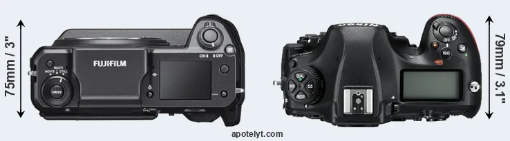 Compare GFX 100 versus D850 top