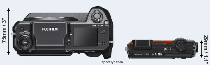 Compare GFX 100 versus W300 top