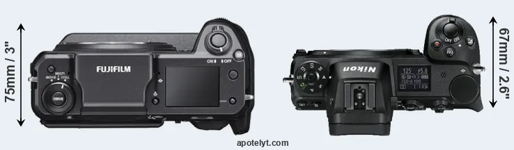 Compare GFX 100 versus Z6 top