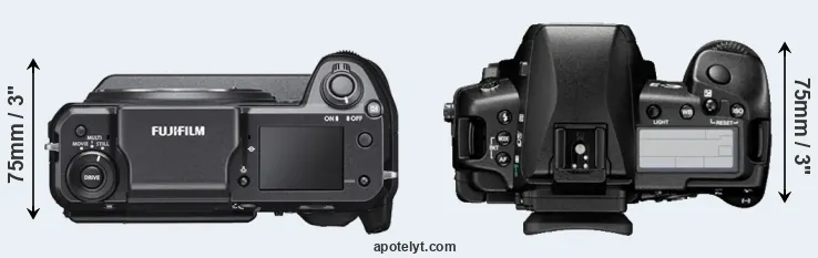 Compare GFX 100 versus E-3 top