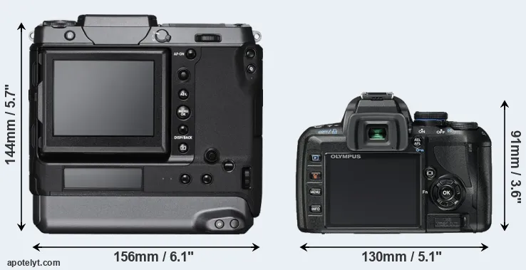 Comparison GFX 100 or E-450 rear