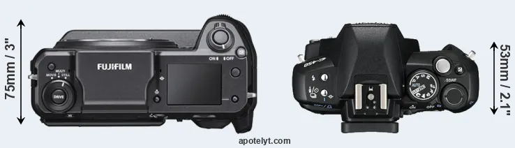 Compare GFX 100 versus E-450 top