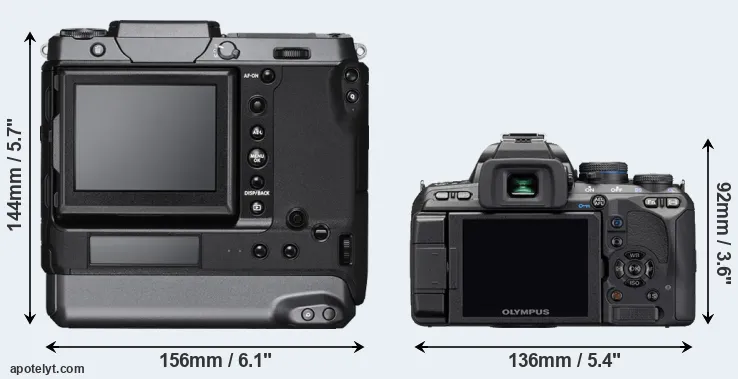 Comparison GFX 100 or E-510 rear