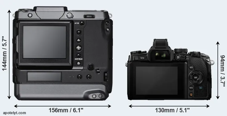 Comparison GFX 100 or E-M1 rear