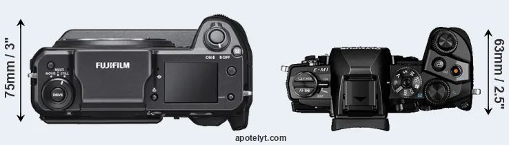Compare GFX 100 versus E-M1 top
