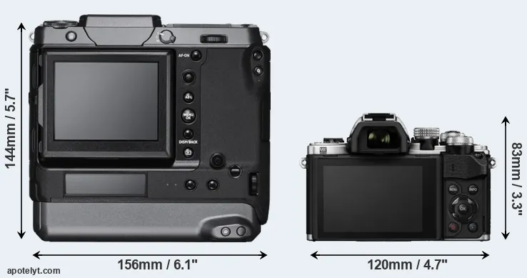 Comparison GFX 100 or E-M10 II rear