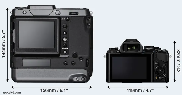 Comparison GFX 100 or E-M10 rear