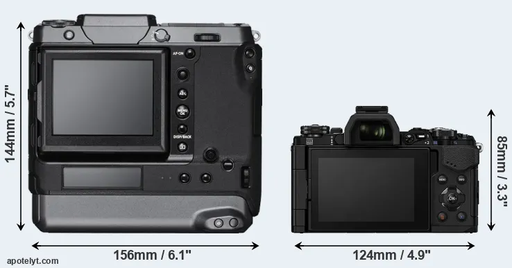 Comparison GFX 100 or E-M5 II rear