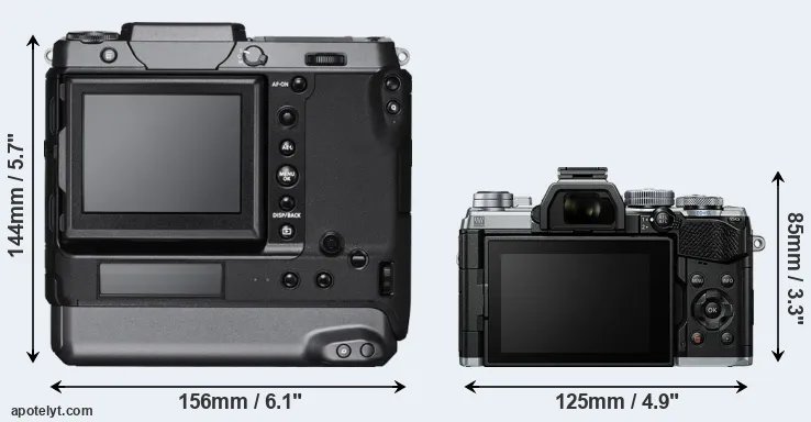 Comparison GFX 100 or E-M5 III rear