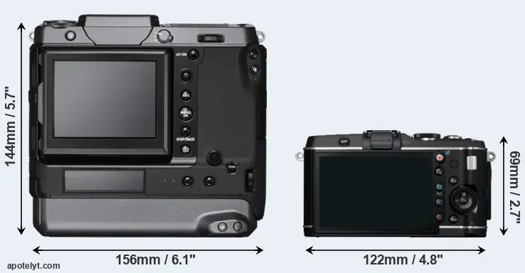Comparison GFX 100 or E-P3 rear