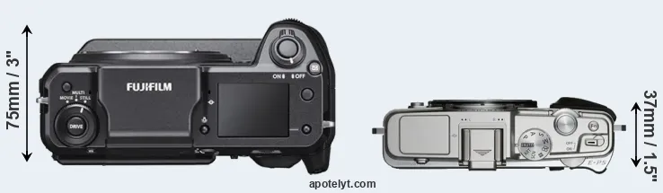 Compare GFX 100 versus E-P5 top