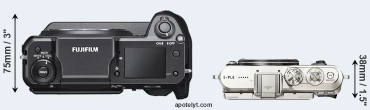 Compare GFX 100 versus E-PL8 top
