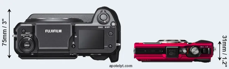 Compare GFX 100 versus TG-4 top