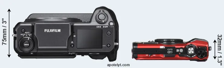 Compare GFX 100 versus TG-5 top