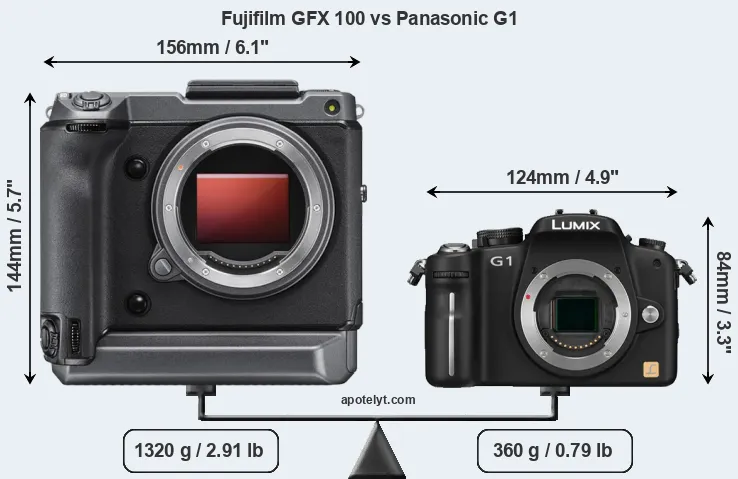 Size Fujifilm GFX 100 vs Panasonic G1