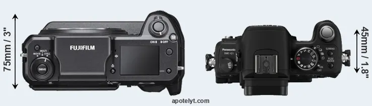 Compare GFX 100 versus G1 top