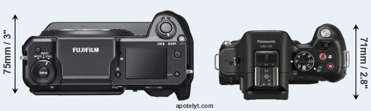 Compare GFX 100 versus G5 top