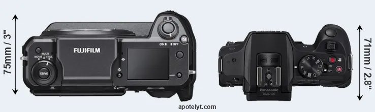 Compare GFX 100 versus G6 top