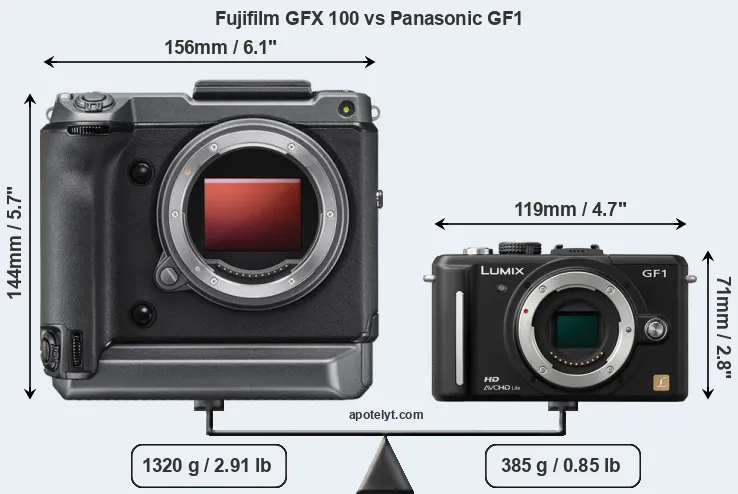 Size Fujifilm GFX 100 vs Panasonic GF1