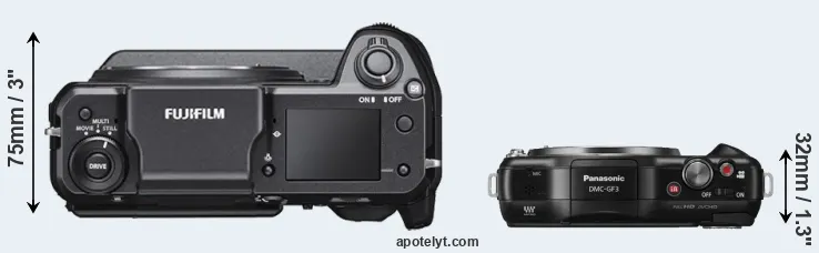 Compare GFX 100 versus GF3 top