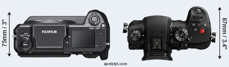 Compare GFX 100 versus GH5 II top