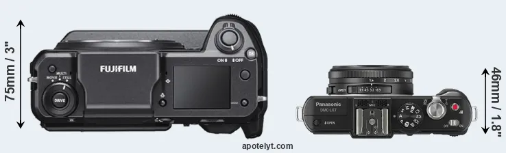 Compare GFX 100 versus LX7 top