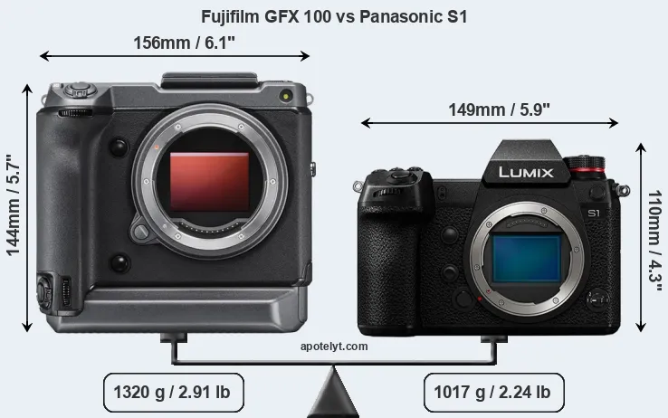Size Fujifilm GFX 100 vs Panasonic S1