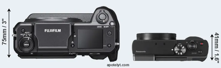 Compare GFX 100 versus TZ90 top