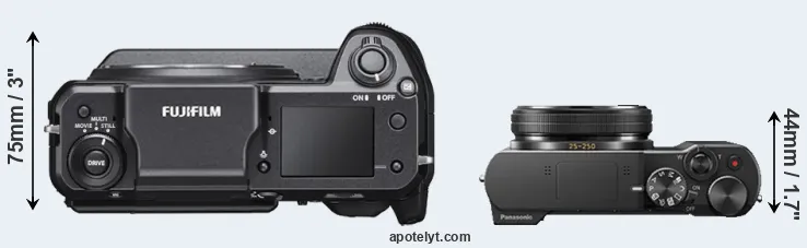 Compare GFX 100 versus ZS100 top