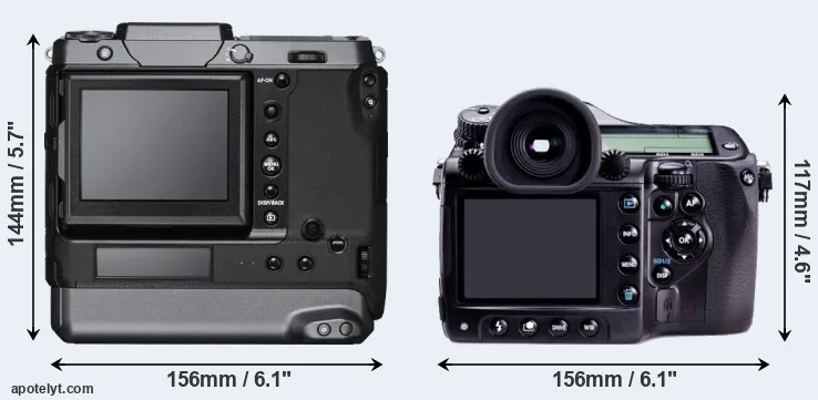 Comparison GFX 100 or 645D rear