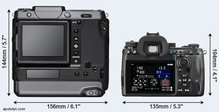 Comparison GFX 100 or K-3 III rear