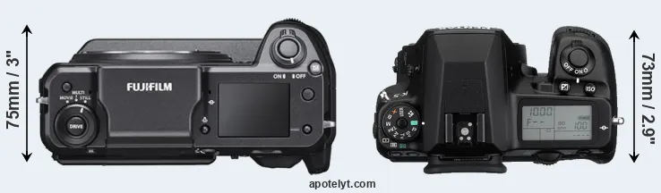 Compare GFX 100 versus K-5 top