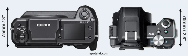 Compare GFX 100 versus K-S1 top